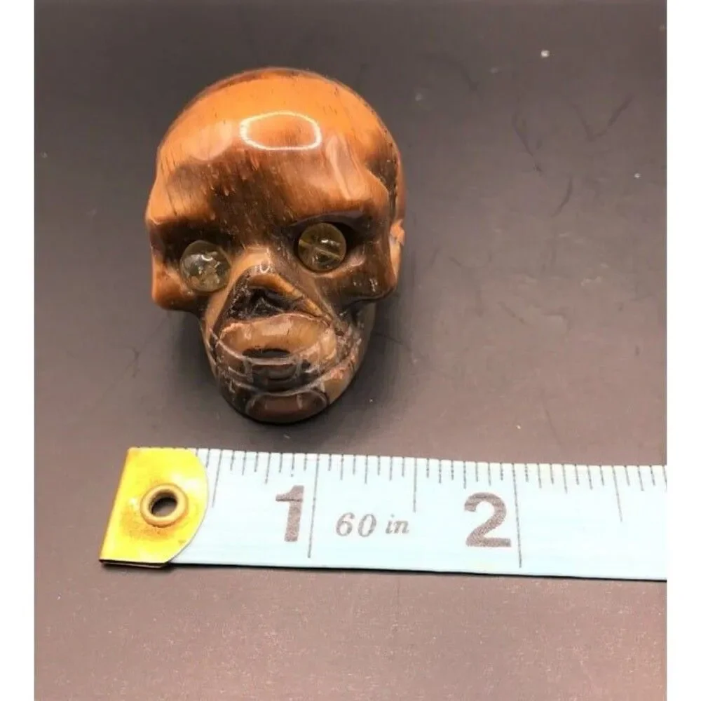 Tiger Eye Skull Carving